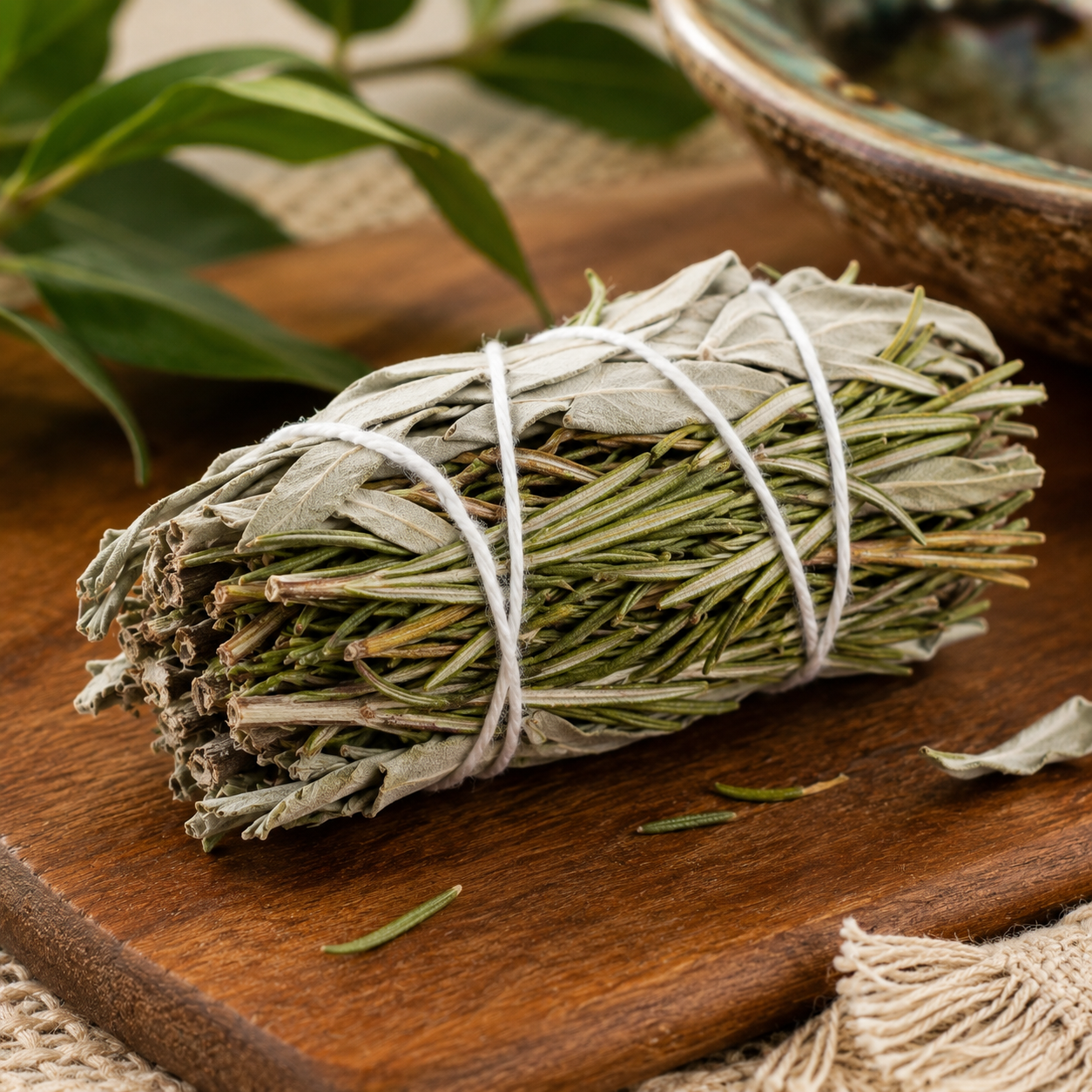 Atado de Romero y Salvia 4" – Limpieza Espiritual y Purificación | 4" Rosemary & Sage Bundle – Spiritual Cleansing & Purification