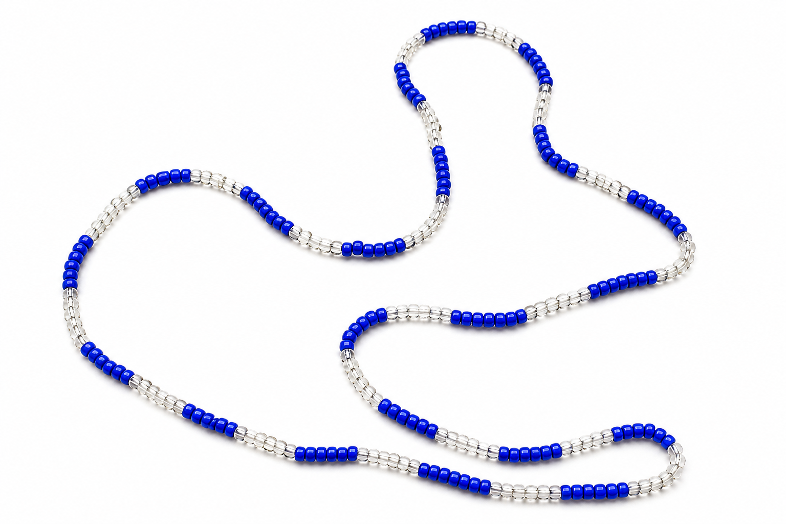 Blue & Clear Beaded Eleke Necklace – Yoruba Santería Spiritual Necklace | Eleke Azul y Transparente