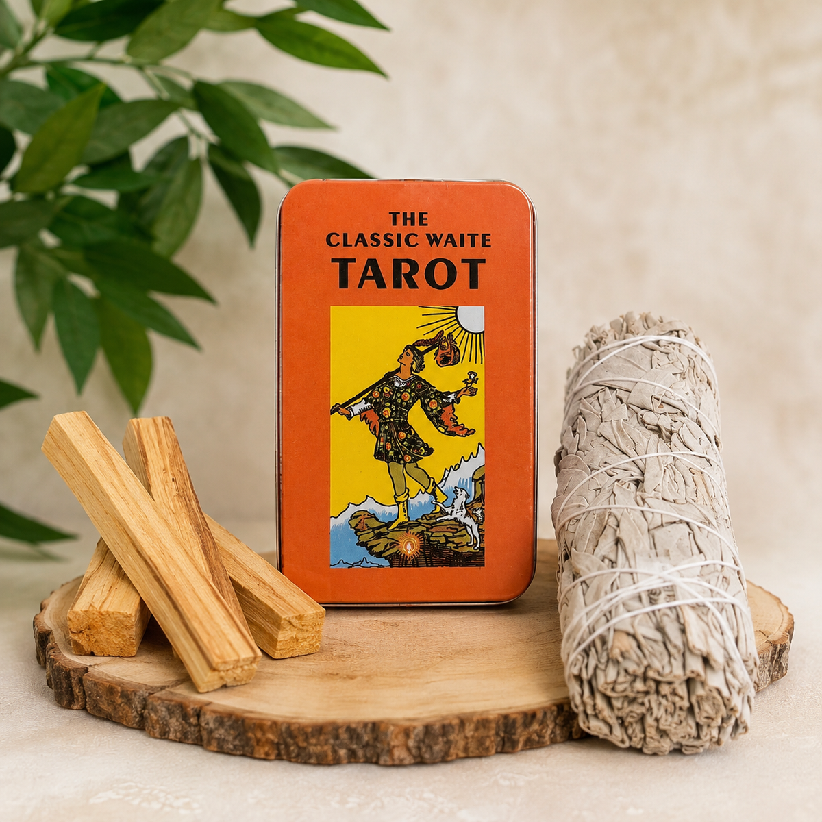 Classic Waite Tarot Cleansing Bundle – Tarot Deck, White Sage & Palo Santo/ Kit Espiritual de Tarot Classic Waite – Tarot, Salvia Blanca y Palo Santo