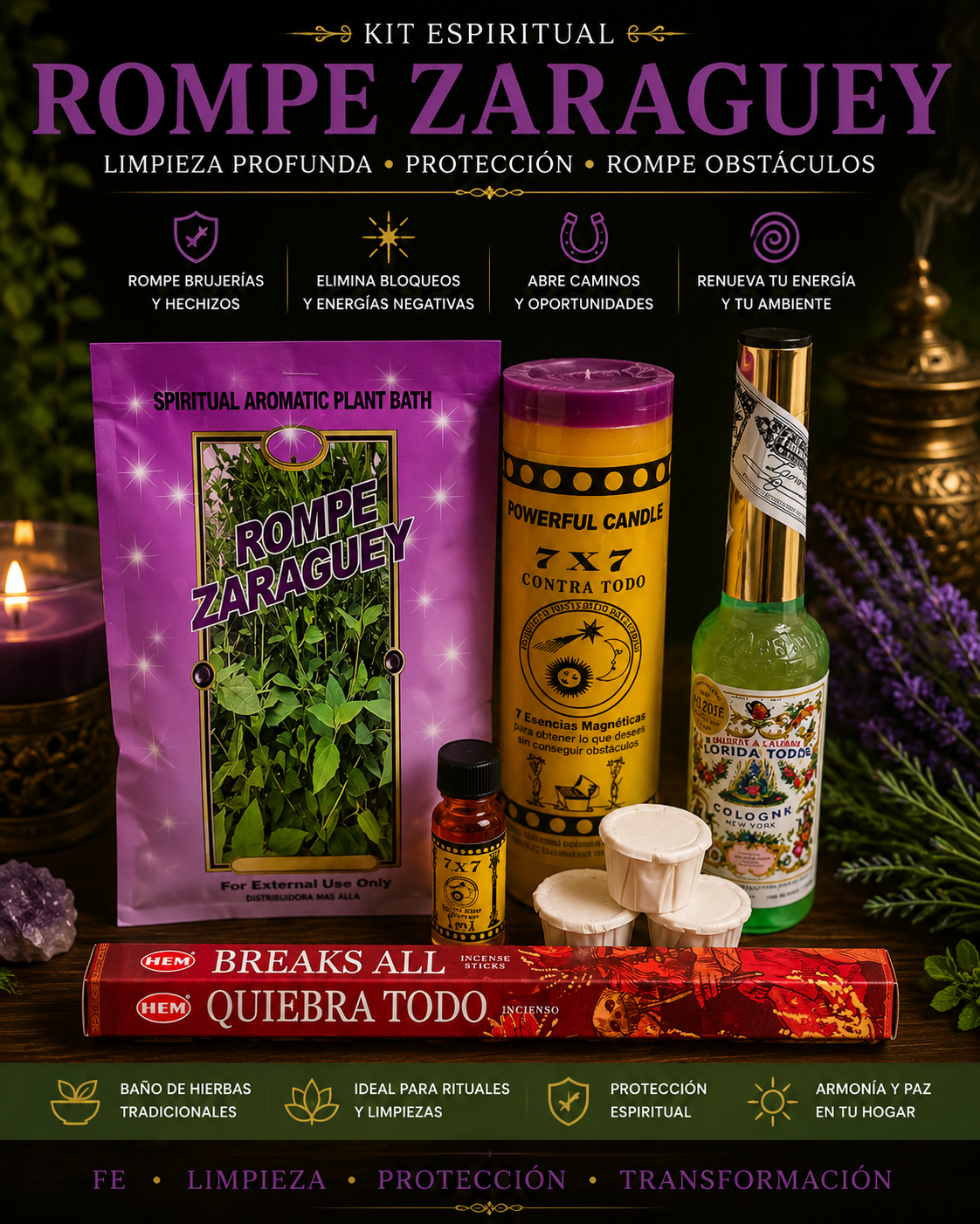 Kit Espiritual Limpieza Profunda Premium – Protección, Purificación y Rompe Obstáculos